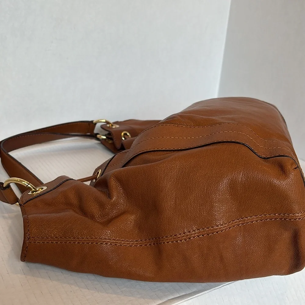 Michael Kors Large Brown Leather Shoulder Bag Gold Hardware